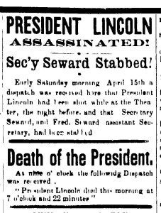 Appleton Motor headline, April 20, 1865