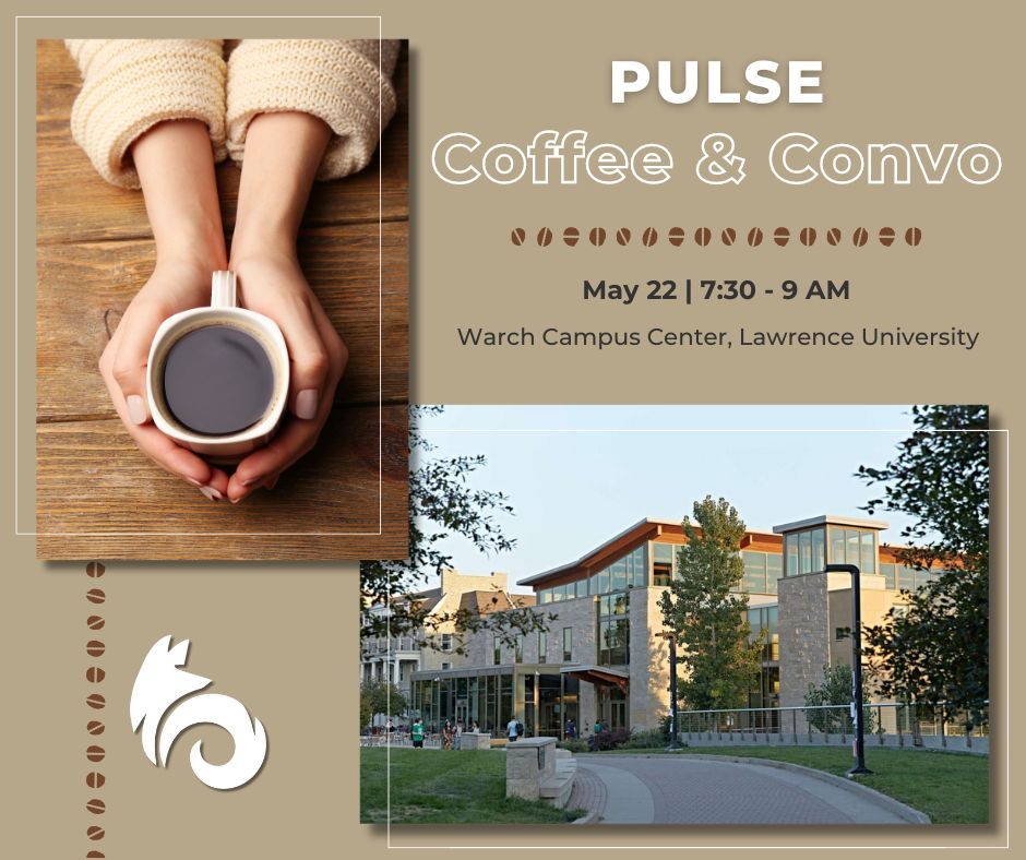 Flyer promoting Coffee and Conversation event with picture of the Warch Campus Center.