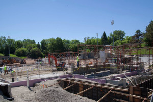 Construction work on the Banta Bowl is progressing rapidly and scheduled to be completed in September.