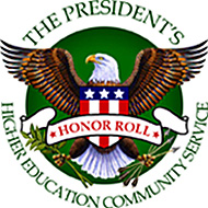 A photo of President’s Higher Education Community Service Honor Roll logo.