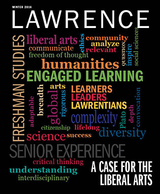 A photo of the cover of Lawrence University Alumni Magazine Winter 2016.