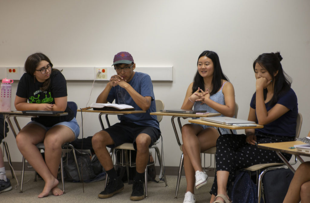 Scholars Program students take part in a classroom discussion in Briggs Hall.